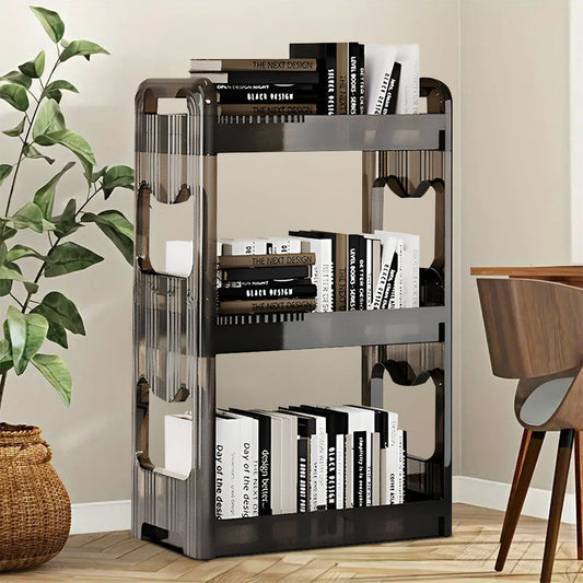 SOGA 2X 38x24cm Black 3 Tier Bookshelf Storage Organizer-1