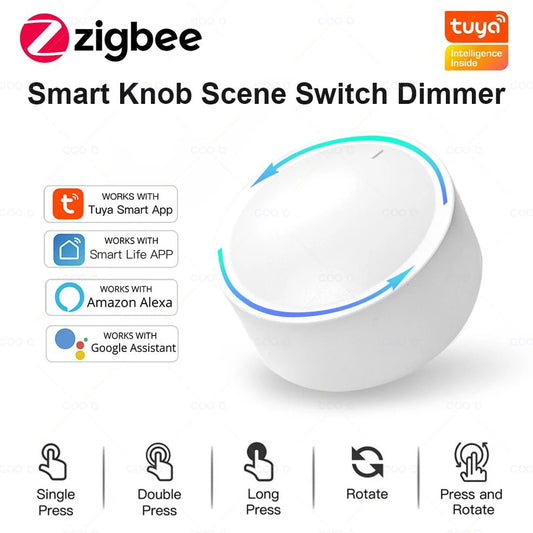 New Tuya ZigBee Smart Knob Switch DIY Wireless Scene Button Rotatable Dimmer Switch Home Appliances Automation Linkage Remoter - UrbanNest Co