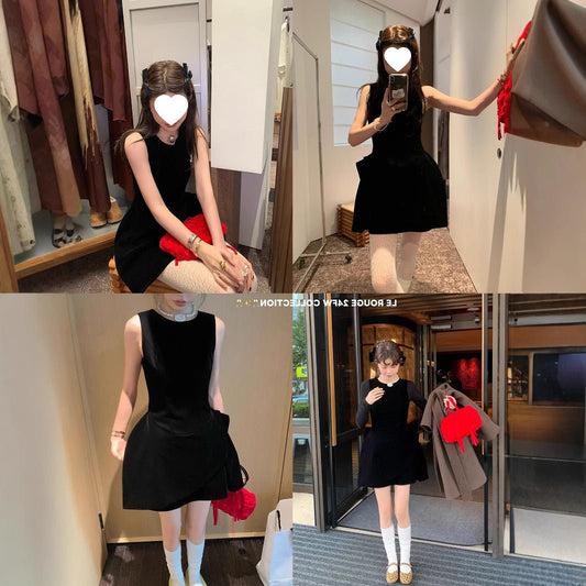 Fashionable Velvet 3D Embellished Holiday Sleeveless Dress - UrbanNest Co