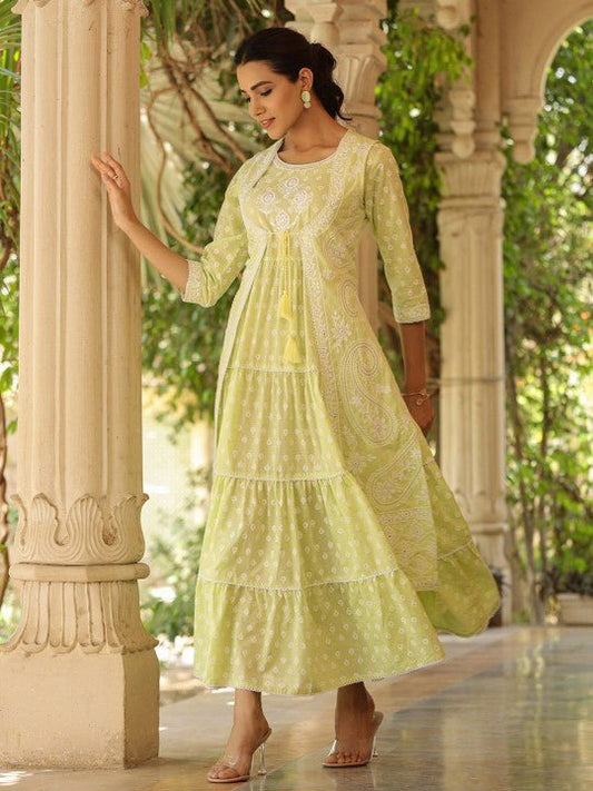 Women's Fit & Flare Maxi Dress with Ethnic Motif Embroidery - UrbanNest Co