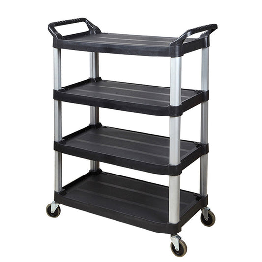 SOGA 4 - Tier Portable Kitchen Food Trolley Cart with Wheels 950x500x1270mm Black - UrbanNest Co