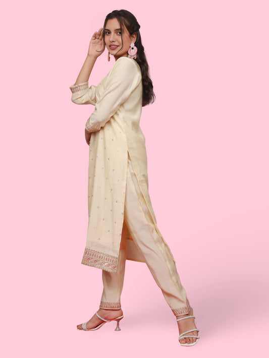 Women's Silk Kurta - Pant, and Dupatta Set - UrbanNest Co