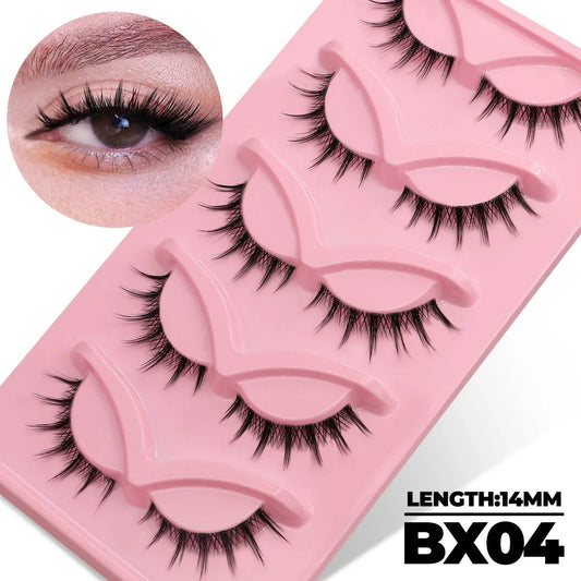 Veltrinay Fake Lashes Cat Eye Lashes Faux Mink Eyelashes Clear Band Lashes Natural Look Wispy Mink Eyelashes False Lashes Makeup - UrbanNest Co