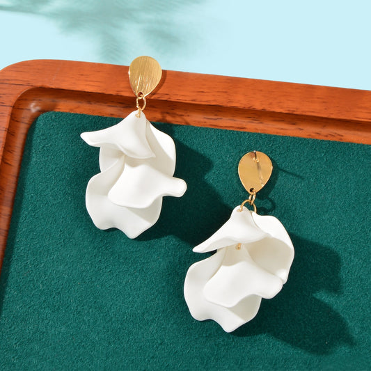 1pair Elegant Flower Petal Dangle Earrings for Women Daily Dating Party Jewelry - UrbanNest Co