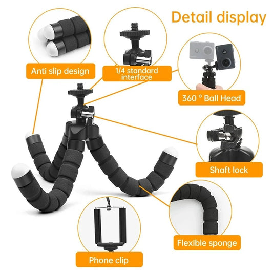 Tripods for Gopro Hero 12 11 10 9 8 7 Black MAX Flexible Mini Octopus Tripod Accessories for Go Pro 6 5 4 3 YI Eken SJCAM AKASO - UrbanNest Co