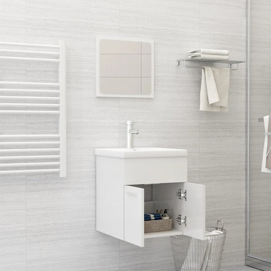 NNEVL Bathroom Furniture Set High Gloss White Chipboard - UrbanNest Co