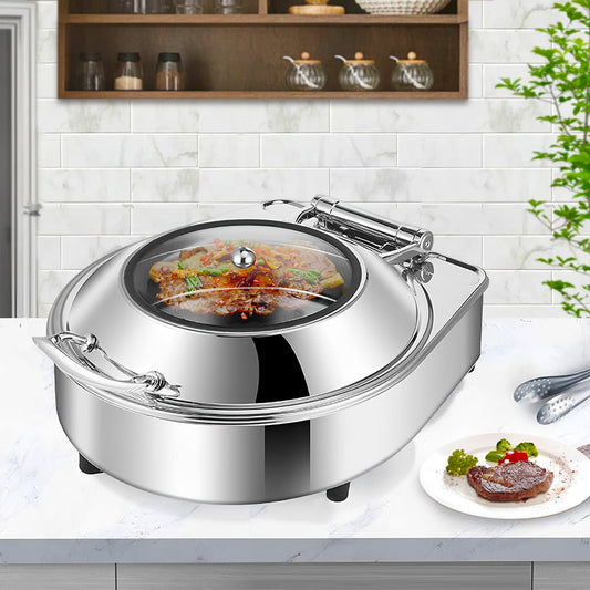 NNEAGS Stainless Steel Round Chafing Dish Tray Buffet Cater Food Warmer Chafer with Top Lid - UrbanNest Co