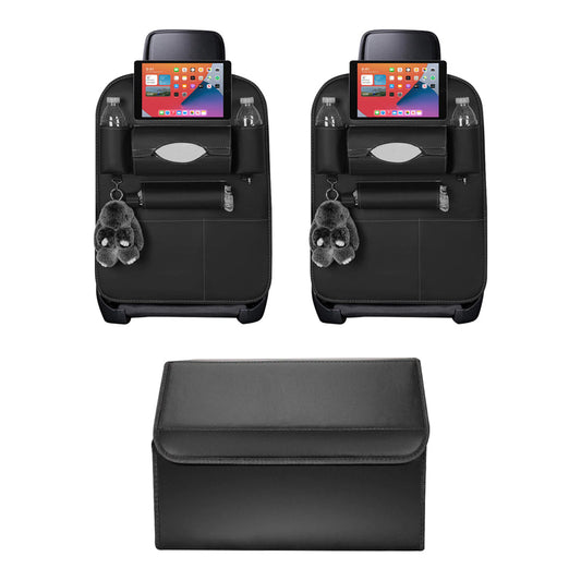 SOGA Car Bundle – 2 Back Seat Storage Bag & Black Collapsible Trunk Cargo Organizer-0