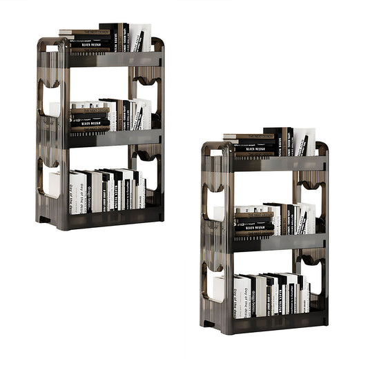 SOGA 2X 38x24cm Black 3 Tier Bookshelf Storage Organizer-0