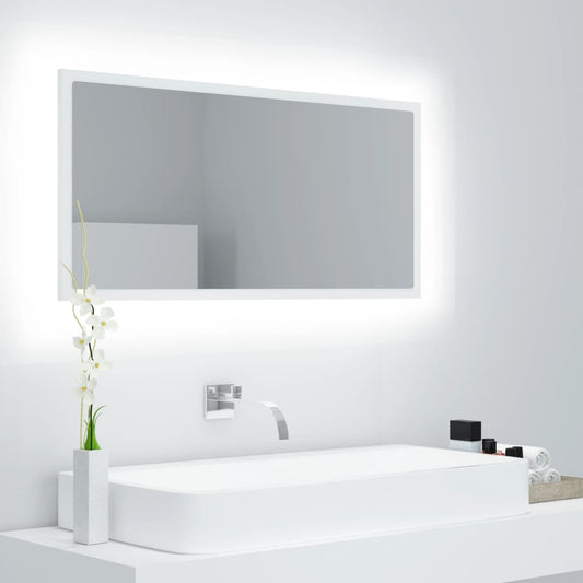 NNEVL LED Bathroom Mirror White 90x8.5x37 cm Chipboard-0