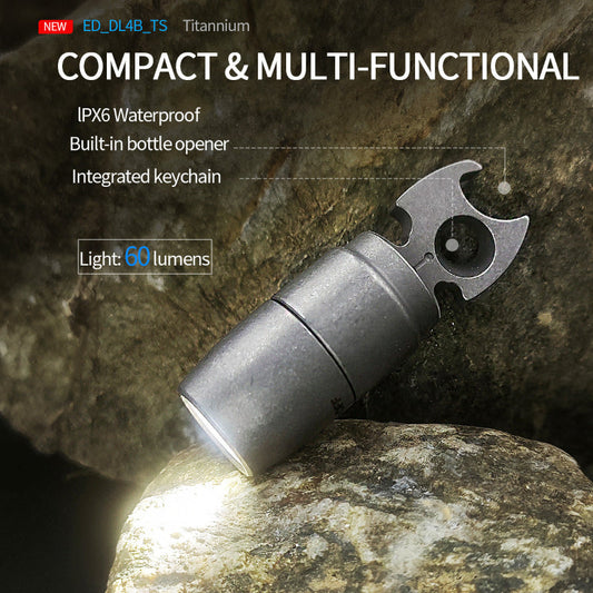 Titanium Alloy Keychain Mini Flashlight Light LED Multifunctional Bottle Opener-0