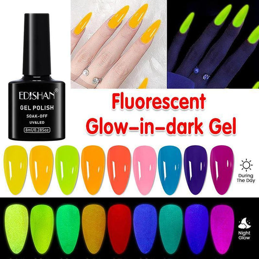 8ml Fluorescent Glow-In-Dark Gel Soak Off UV LED Nail Art Varnish DIY Luminous