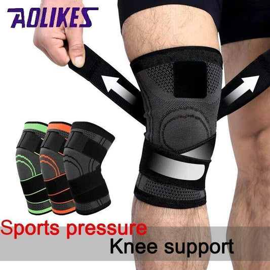 Green AOLIKES 3D Knee Support Brace Compression Sleeve Arthritis Pain Relief Gym-0