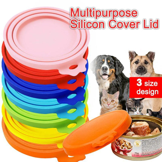 Orange 1/2/3pc Pet Food Can Cover Lid Pet Tin Silicone Reusable Storage Cap Top