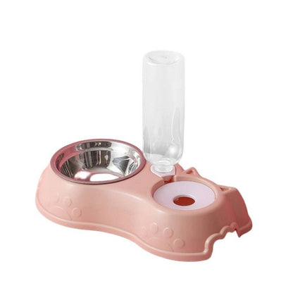 500ML Dog Bowl Cat Feeder Bowl With Dog Water Bottle Automatic Drinking Pet Bowl Cat Food Bowl Pet Stainless Steel Double 3 Bowl - UrbanNest Co