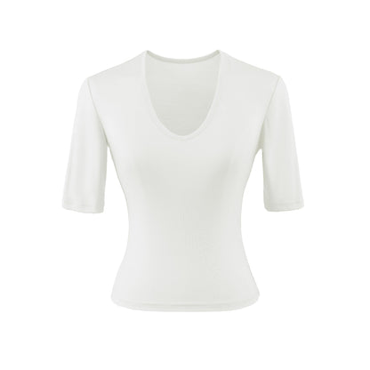 U - neck mid sleeve T-shirt for women - UrbanNest Co