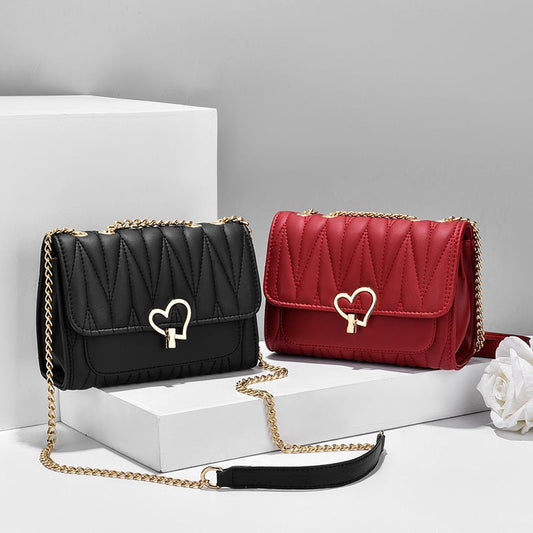Peach Heart Lock Shoulder Bag Diagonal Cross Bag - UrbanNest Co