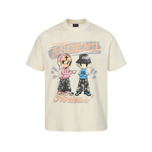 Cartoon Print Short Sleeve T-Shirt Unisex Quick - Dry Cool - Feeeling Top - UrbanNest Co