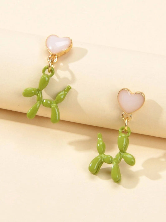 Lovely Jewellery Heart Green Dog Dangle Earrings Wholesale Price Cartoons Gift - UrbanNest Co