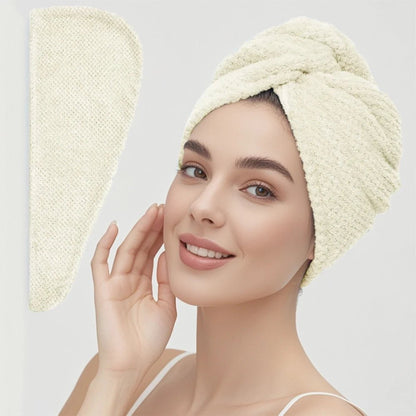 Solid color hair towel Textured dry hair cap 9.8 "X 25.5" absorbent hair towel wrap for button - down women - UrbanNest Co