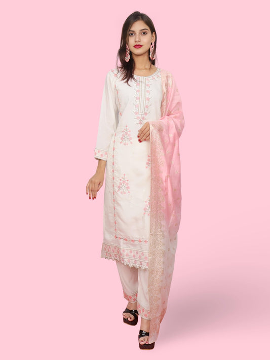 Women's Cotton Rayon Kurta - Pant, and Dupatta Set - UrbanNest Co