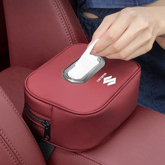 Leather Car Tissue Organizer Storage Bag–Multi - Position Holder Red - UrbanNest Co
