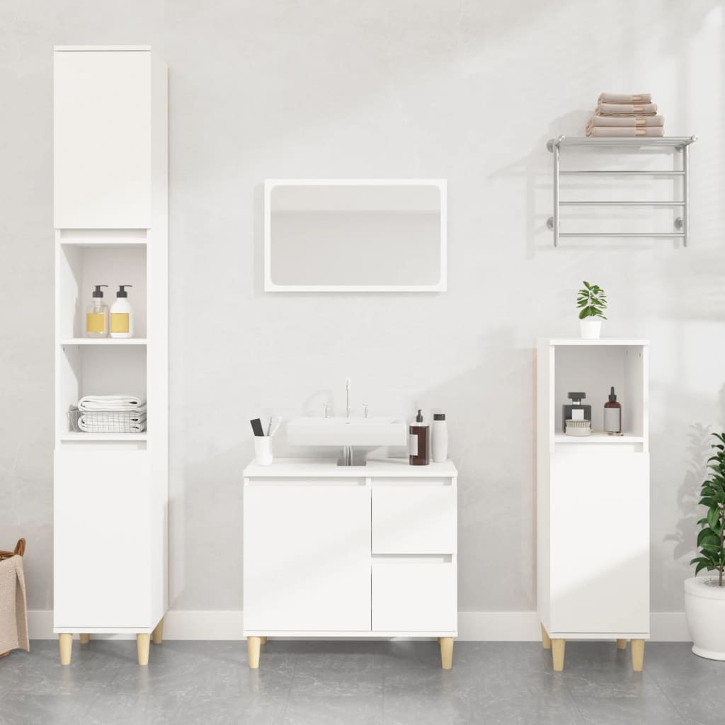 NNEVL Bathroom Cabinet White 30x30x190 cm Engineered Wood - UrbanNest Co
