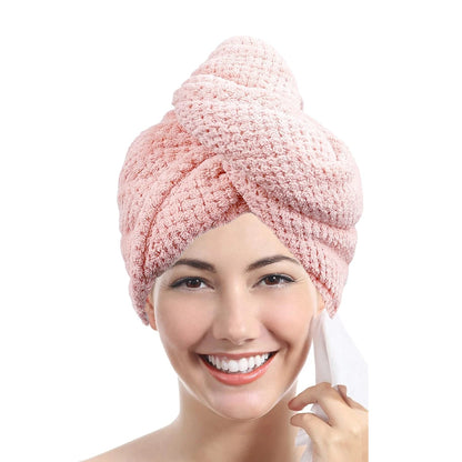 Solid color hair towel Textured dry hair cap 9.8 "X 25.5" absorbent hair towel wrap for button - down women - UrbanNest Co