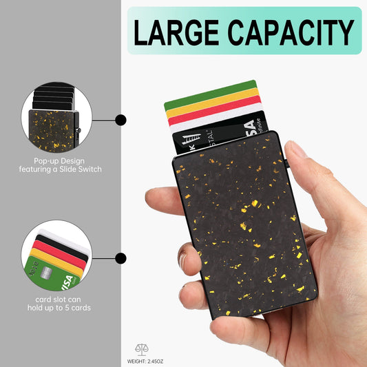 TOYFID Best Pop Up RFID Mens Wallet forged Carbon Fiber Minimalist Amazon to Protect Credit Cards - UrbanNest Co