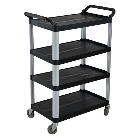 SOGA 4 - Tier Portable Kitchen Food Trolley Cart with Wheels 950x500x1270mm Black - UrbanNest Co