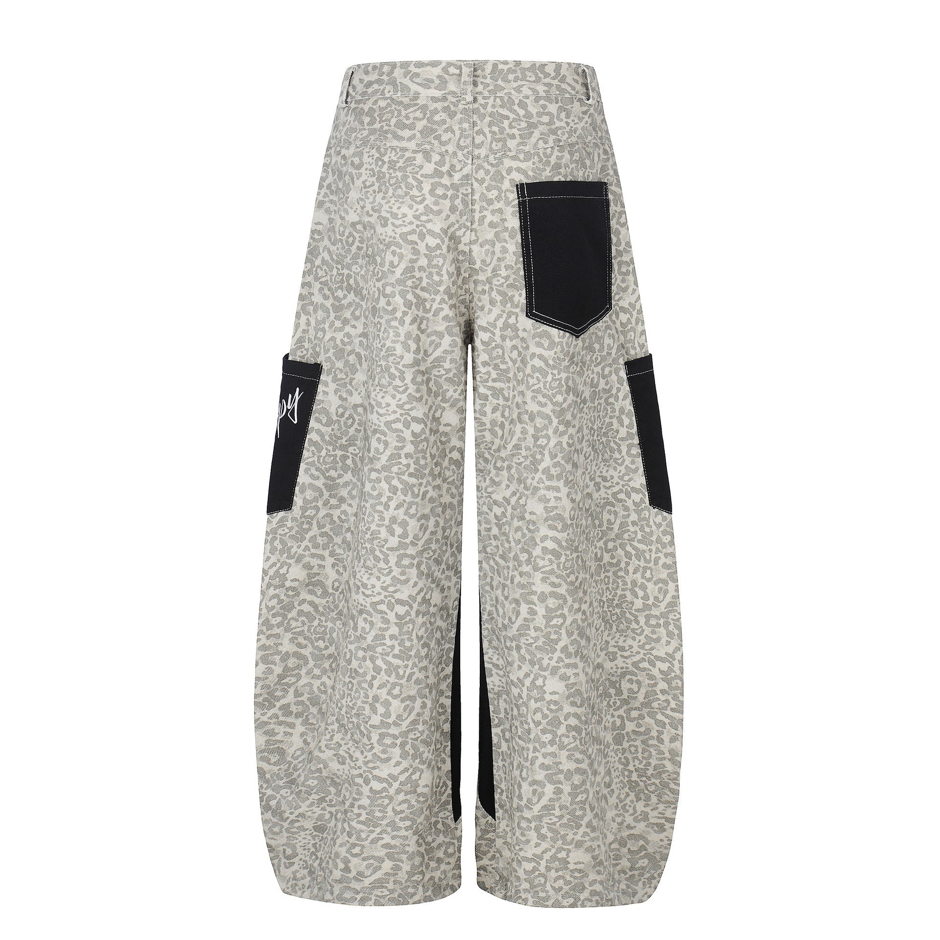 Color - Blocking Pocket Design Loose Straight Leg Wide Leg Versatile Floor - Length Trousers - UrbanNest Co