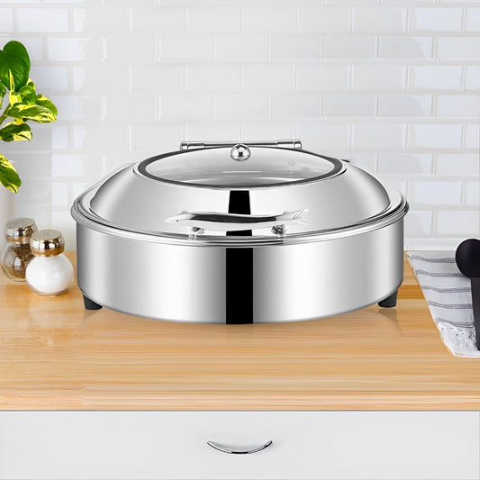 NNEAGS Stainless Steel Round Chafing Dish Tray Buffet Cater Food Warmer Chafer with Top Lid - UrbanNest Co