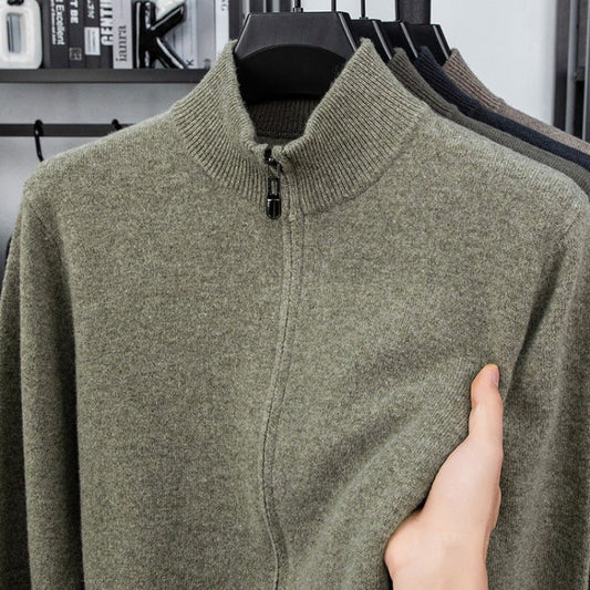 Wool Cardigan for Men, Knitted Sweater Coat, Casual Mid - Aged Men's Outerwear - UrbanNest Co