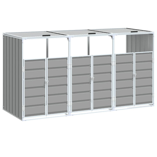 NNEVL Wheelie Bin Storage for Triple Bins Grey 216x81x115 cm Steel - UrbanNest Co