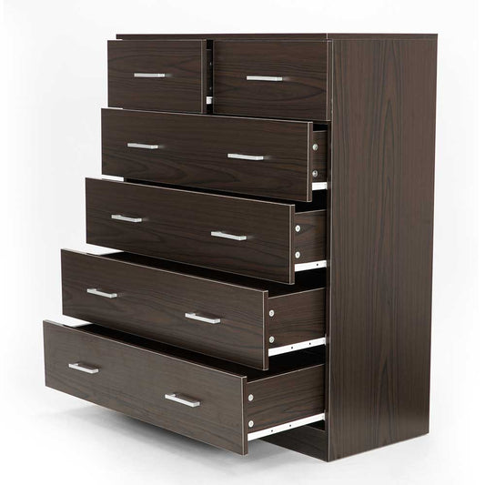 NNEDPE Tallboy Dresser 6 Chest of Drawers Cabinet 85 x 39.5 x 105 - Brown - UrbanNest Co