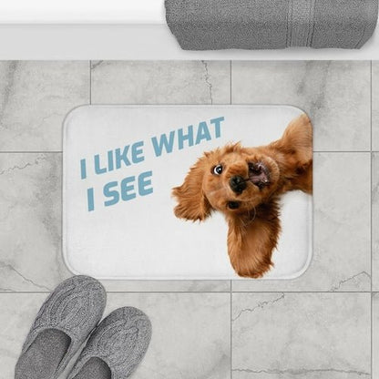 Funny Dog Looking Up Bath Mat - UrbanNest Co