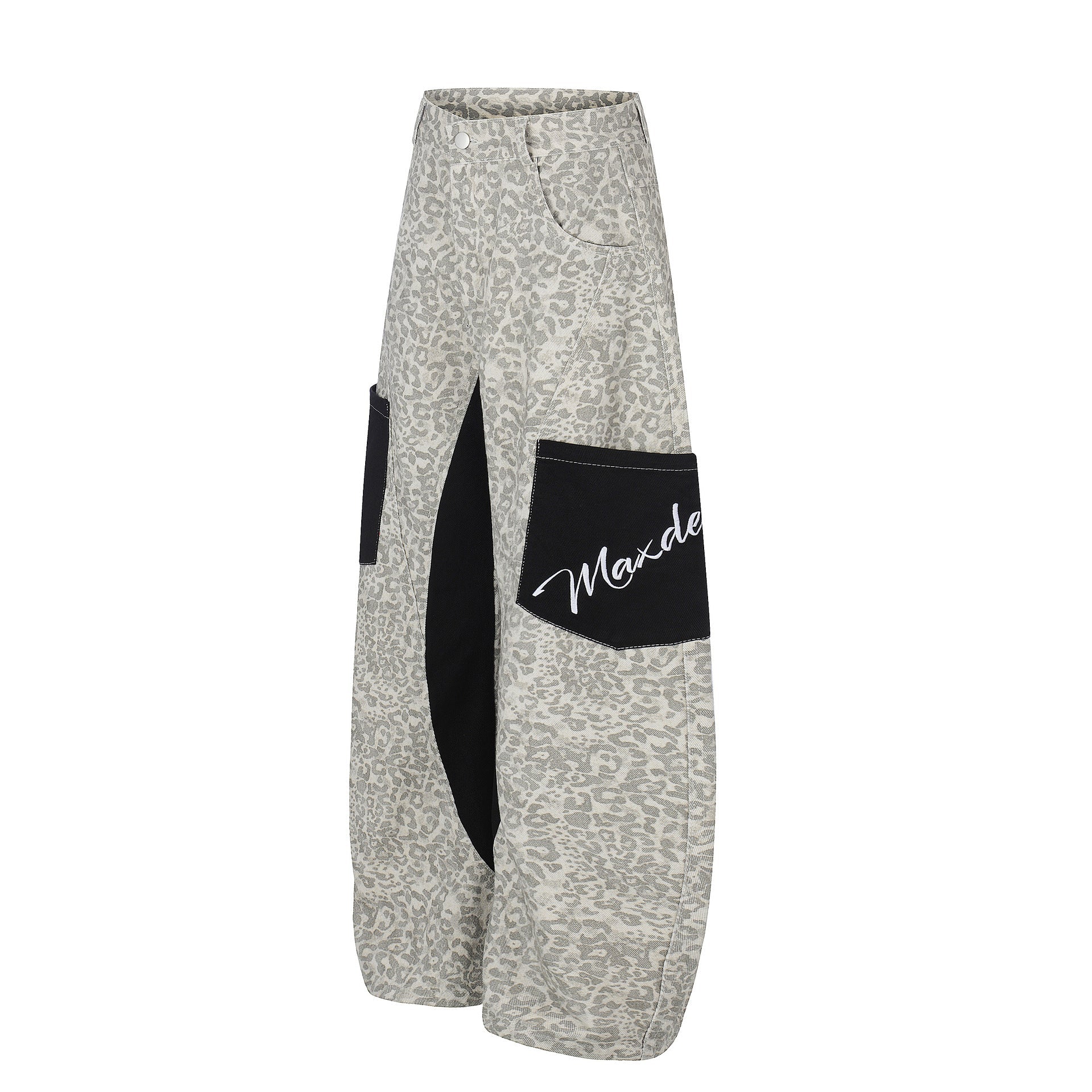 Color - Blocking Pocket Design Loose Straight Leg Wide Leg Versatile Floor - Length Trousers - UrbanNest Co