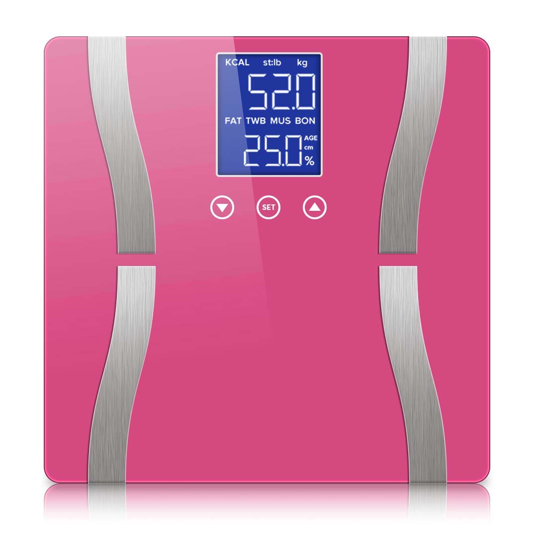 SOGA Glass LCD Digital Body Fat Scale Bathroom Electronic Gym Water Weighing Scales Pink - UrbanNest Co