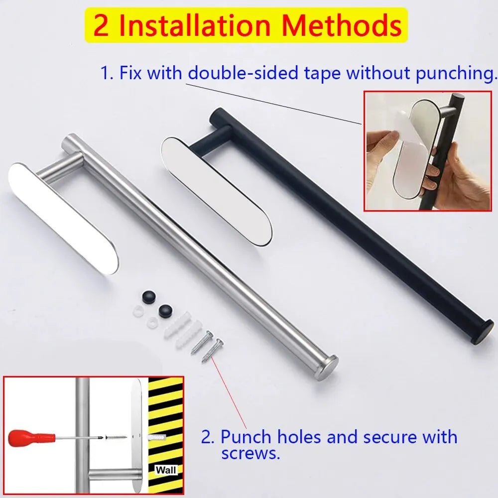 Kitchen Paper Towel Holder Adhesive Tissue Hanger Toilet Roll Paper Dispenser Cabinet Storage Napkin Rack Bathroom Accessories - UrbanNest Co