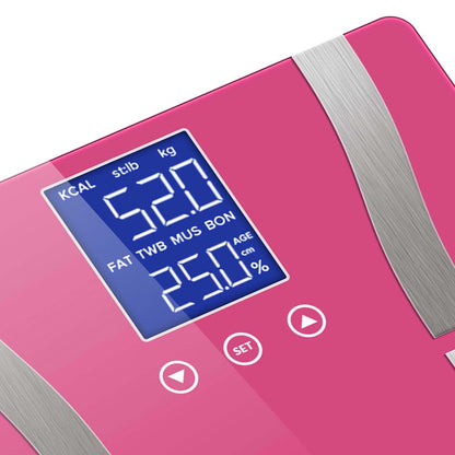 SOGA Glass LCD Digital Body Fat Scale Bathroom Electronic Gym Water Weighing Scales Pink - UrbanNest Co