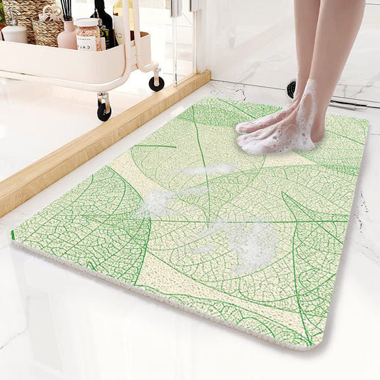 NNEDSZ Green Leaves Pattern PVC Non - Slip Bath Mat 50x80cm - Shower Drain Hole Design, Soft & Quick - Dry Bathroom Rug - UrbanNest Co