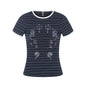 Wind Pattern Printed Stripe Short Sleeve T-Shirt Color - Blocking Edge Design - UrbanNest Co