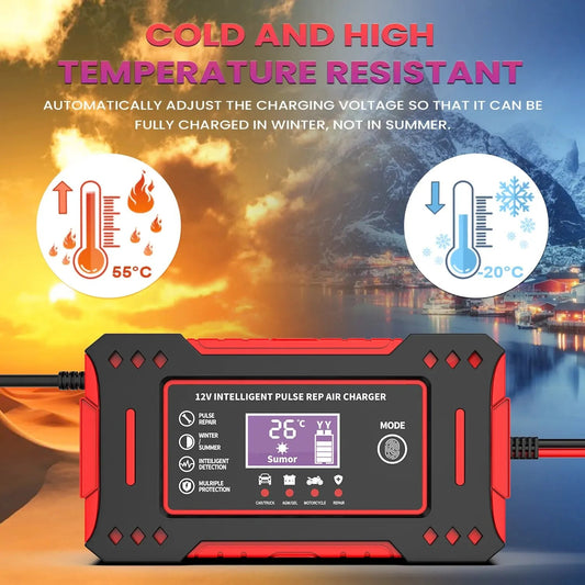 6A 12V Smart Car Battery Charger Lead - Acid Battery Red - UrbanNest Co