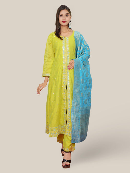 Women's Cotton Kurta - Pant, and Dupatta Set - UrbanNest Co