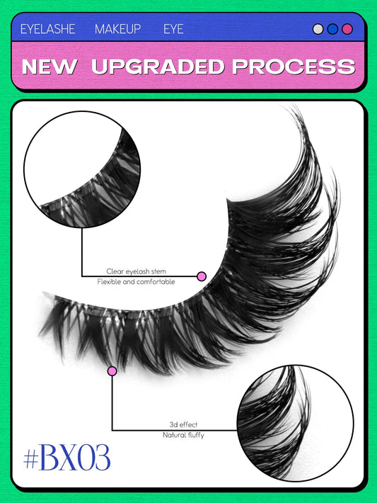 Veltrinay Fake Lashes Cat Eye Lashes Faux Mink Eyelashes Clear Band Lashes Natural Look Wispy Mink Eyelashes False Lashes Makeup - UrbanNest Co