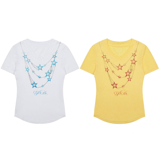 V - Neck T-Shirt Slim Fit Comfortable Versatile Regular Shoulder Short Sleeve Top - UrbanNest Co