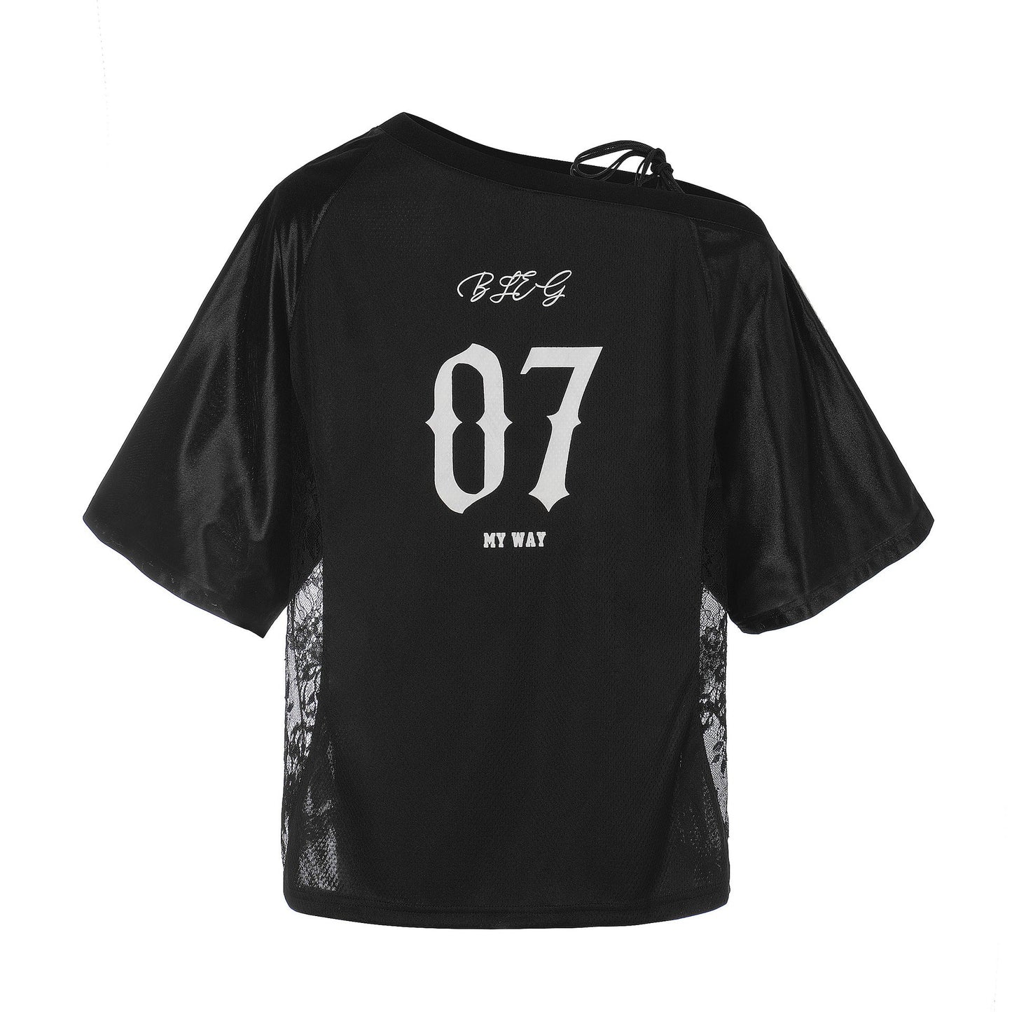 Number Print Off - Shoulder Baseball Style T-Shirt Casual Short Sleeve Top - UrbanNest Co