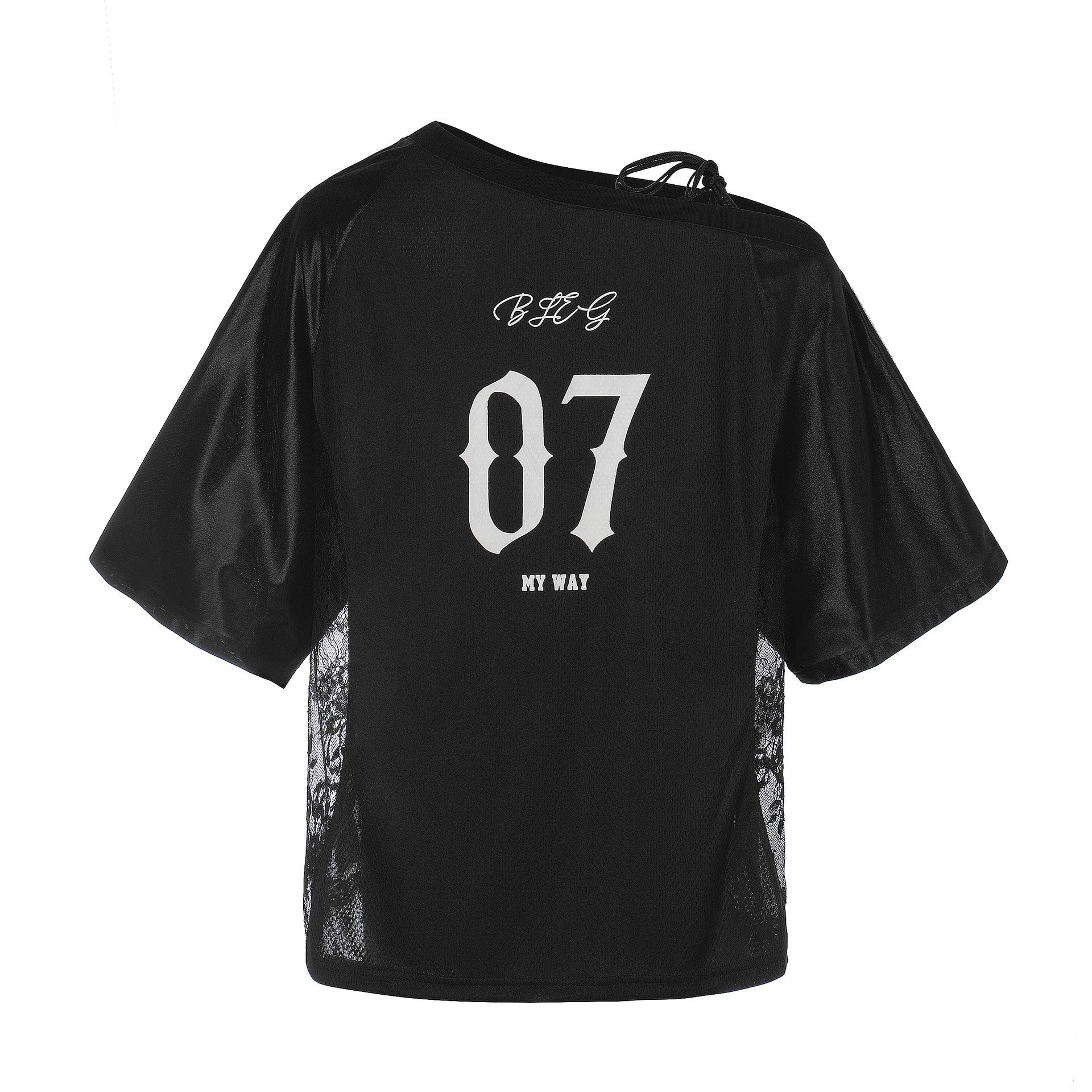 Number Print Off - Shoulder Baseball Style T-Shirt Casual Short Sleeve Top - UrbanNest Co