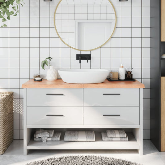 NNEVL Bathroom Countertop Light Brown 140x50x4 cm Treated Solid Wood - UrbanNest Co