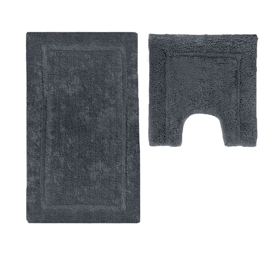 NNEDSZ 2200GSM 2 Pce Axel 100% Cotton Bath Mat Set Charcoal - UrbanNest Co